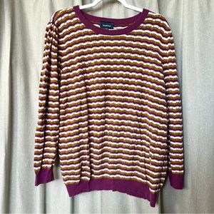 ModCloth 3/4 Sleeve Striped Pointelle Sweater